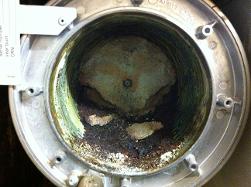Dirty Viessmann boiler heat exchanger before cleaning